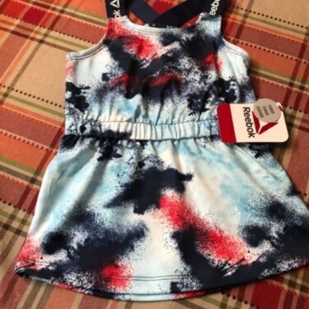 Reebok Girls Blue/Red/ Light Blue Racerback Dress Size 2 Toddler New with Tags - Picture 2 of 3